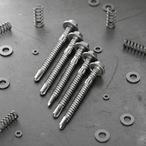 สกรูเจาะยึดตัวเอง หัวแหวน ซิงค์/เหล็กกล้าคาร์บอนชุบสังกะสีแบบจุ่มร้อน มาตรฐานเมตริก/นิ้ว เกลียวหยาบ เกลียวเต็มความยาว - Product Image 1