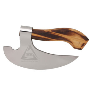 Customized Logo Printing Hot Sale Pizza Cutting <b>Axe</b> Custom Made Heavy Duty <b>Wood</b> Handle Stainless Steel Blade - Product Image 1