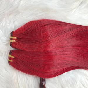 2024 Paquete de calidad superior Trama Hueso Recto Color rojo Mujeres Extensiones de cabello Cabello crudo - Product Image 2