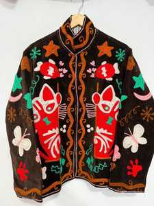 Chaqueta de terciopelo con bordado Suzani estilo bohemio, abrigo artesanal boho llamativo, talla única, llamativa chaqueta de invierno para mujer - Product Image 6