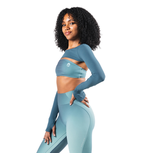 <b>Women's</b> Long Sleeve <b>Shrug</b> Crop Top Stretch Fit Lightweight Fabric Athletic Workout Yoga Gym Layered Activewear Style - Product Image 3