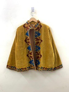 Veste en velours brodée bohème à manches longues, col mandarin, motif floral, grande taille, vêtements d'automne pour femmes - Product Image 1