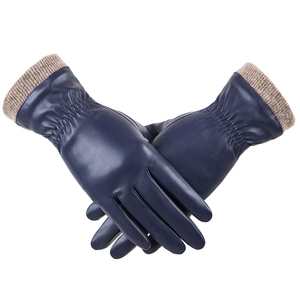 Gants d'hiver pour femmes en cuir de mouton véritable, chauds en laine, compatibles écran tactile, pour sports et moto - Noir Direct - Product Image 1