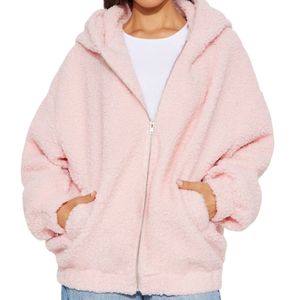 Veste Sherpa Rose Pastel pour Femme, Hiver Chaud, Entièrement Zippée, en Polaire, Veste en Peluche Rose Clair, Sweat-shirt Décontracté en Polaire - Product Image 3