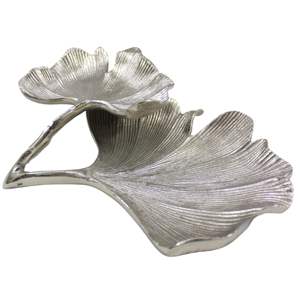 Plateau de service élégant en forme de feuille, plateau en métal pour la vaisselle de la maison, couleur nickel brillant, vaisselle artisanale personnalisée - Product Image 4