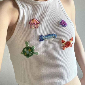 Gorgeous Handmade Embroidered Beaded Tank <b>Top</b> with Colorful Traditional Patterns and Stylish Decorative Craftsmanship - Product Image 1