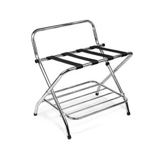 Support à bagages pliable en acier inoxydable, fixation murale moderne, sangles en nylon noir, support de valise portable, organisateur de sacs, étagère de rangement - Product Image 3