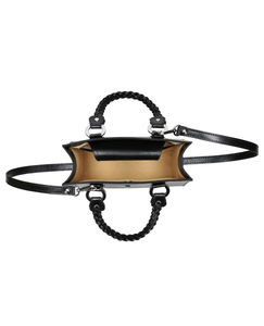 Bolso de mano negro de cuero genuino elegante de alta calidad para mujer con dos asas tejidas, venta al por mayor, logotipo de color personalizado, OEM, bandolera para chicas - Product Image 4