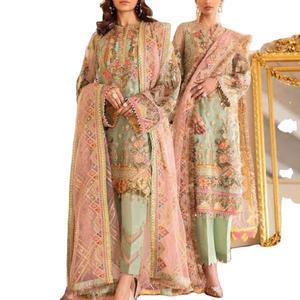 Costume brodé en mousseline de soie, dernier modèle indien du pakistan, tenue de travail lourde, offre spéciale, 2022 - Product Image 1