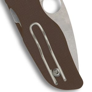 Couteaux de poche pliants à manche marron, lame en acier inoxydable à bord plat avec trou pour le pouce et clip de ceinture métallique pour l'extérieur, le quotidien et la voiture - Product Image 6