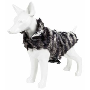 Manteau de luxe pour chien en fourrure de vison à motif zèbre, magnifique et élégant, vêtements haut de gamme pour animaux de compagnie - Product Image 4