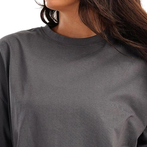 Camiseta de Manga Corta Oversize para Mujer, Color Gris Carbón, Cuello Redondo, Corte Regular, Casual, Cómoda, Ligera, 100% Algodón Felpa - Product Image 4