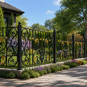 Panneau de clôture décoratif pour la maison, panneaux de clôture en fer forgé, clôture extérieure en acier durable, design élégant et sécurisé pour le jardin - Product Image 2