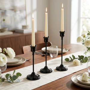 Support de bougie conique en métal noir, grand chandelier vintage en fer pour la décoration intérieure et centre de table de mariage - Product Image 3