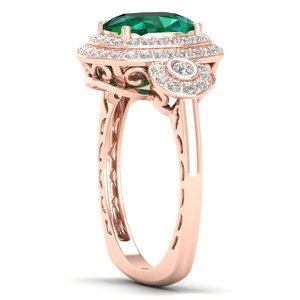 REYES Elegance Cushion Cut 4.12Ct Emerald Gemstone Engagement Ring Women 925 Sterling <b>Silver</b> Moissanite Wedding Bridal Jewelry - Product Image 3