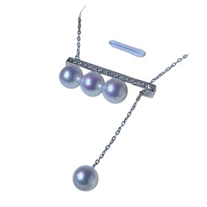 Collar de Plata S925 con Barra de Equilibrio y Perlas Naturales de Agua Dulce de 5-6 mm Perfectamente Engastadas - Product Image 5