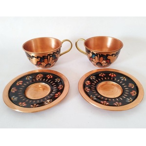 Handmade Pure Copper Coffee Tea <b>Cup</b> with Copper <b>Saucer</b> Hammered Finish Ayurvedic Drinking Mug Wholesale OEM ODM Supplier India - Product Image 5