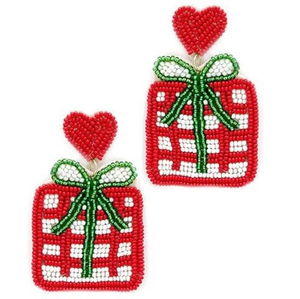 Boucles d'oreilles uniques en forme de flocon de neige, brodées de perles colorées, style fait main, pour Noël, par MULTI CRAFT - Product Image 2