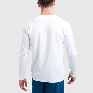 Camiseta de Hombre de Manga Corta, Blanca, de Algodón y Lona, Cuello Redondo, Corte Regular, Color Sólido, Transpirable, con Logotipo Tejido en la Parte Delantera - Product Image 3