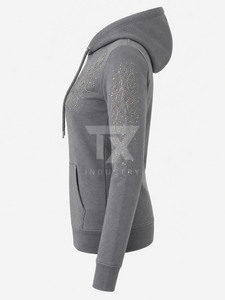 Best Sale Women's Casual Front Rhinestone Printed Hoodie Street Wear Fashion High Quality Winter Oversized - Product Image 6