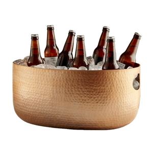 Hielera de Cobre Martillado con Asas de Anillo y Vaso a Juego |   Cubo Enfriador para Cerveza y Vino |   Decoración para Fiestas en Bares y Hoteles - Product Image 3