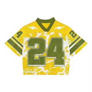 Custom Mesh Football Jersey Oversized Boxy Crop Top, Breathable Polyester <b>Summer</b> <b>Shirt</b>, Plus Size Streetwear Sports Tee - Product Image 5