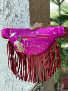 Hand Stitched Cowhide Metallic Fur Leather Hip Bags Multi Color Hip <b>Pockets</b> <b>Belts</b> Waist <b>Pocket</b> <b>Belt</b> Fringe Cow Hair Fringe <b>Belts</b> - Product Image 6