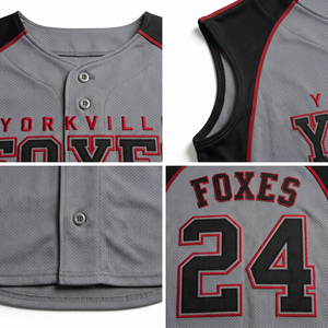 Maillot d'équipe personnalisé en polyester respirant et sublimé pour hommes avec boutons intégraux pour les Yorkville Foxes par Dhirk Sports - Product Image 4