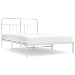 Cadre de lit king-size en acier blanc thermolaqué, lit rectangulaire en métal - Product Image 2