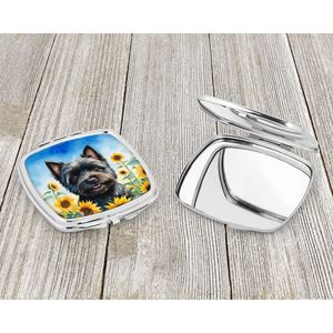 Cairn Terrier Tournesols Miroir de maquillage compact pliable pour femmes Miroir de poche décoratif de voyage Cadeau pour filles - Product Image 3