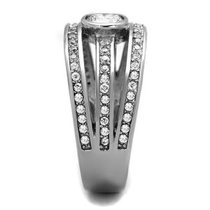 TK1525-High Polished Stainless Steel <b>Ring</b> with AAA Grade CZ Clear-Dishes & <b>Plates</b> - Product Image 4