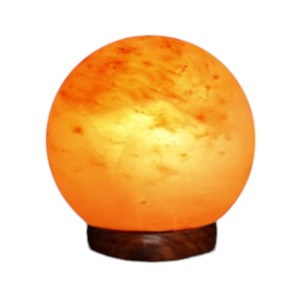 Lámpara de Sal del Himalaya Tallada, Ecológica, Forma de Bola Redonda, Base de Madera Natural Pulida, Decoración para el Hogar, Estilo Feng Shui - Product Image 4