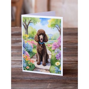 Whimsical A7 Tamaño 5x7 Chocolate Poodle Spring Path Tarjetas de notas en blanco Paquete de 8 sobres Tarjetas de felicitación - Product Image 2