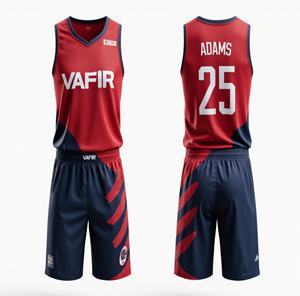 Vente en gros de maillots et shorts de basketball personnalisés, respirants, antibactériens, sublimés, grande taille, derniers modèles, vafir - Product Image 5