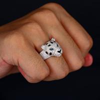 Bague de luxe tête de panthère en moissanite VVS, argent sterling 925, design animal glacé, bijou statement, mode hip-hop, cadeau pour homme