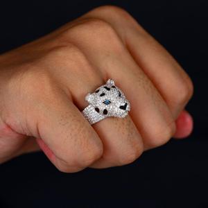 Luxury Panther Head VVS Moissanite <b>Ring</b> 925 Sterling Silver Iced Animal Design Statement Jewelry Hip Hop Fashion Gift <b>For</b> <b>Men</b> - Product Image 1