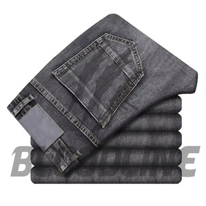 Black ripped slim fit Distressed denim jeans Punk style cotton Midweight autumn jeans Bloodline men's black - Product Image 1