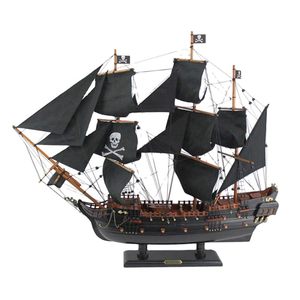 Modèle de bateau pirate en bois vintage fait main, objet décoratif nautique pour la maison ou le bureau - Product Image 4