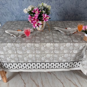 Indian Handmade Cotton <b>Table</b> Cloth Beautiful Hand Block Printed Cotton <b>Table</b> <b>Cover</b> for Wedding <b>Table</b> Cloth for Christmas Sale - Product Image 3