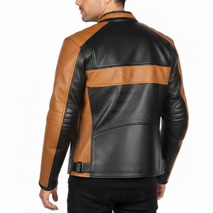 Chaqueta de Motocicleta Clásica, Resistente al Viento, Talla Grande, Cuero Duradero, Cintura Ajustable, Diseño de Mangas con Detalles de Seguridad, Corte Moderno y Ajustado - Product Image 6