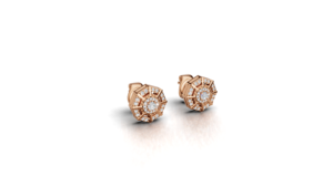 Pendientes Aarinya Stella con Diamantes de Laboratorio, Diseño Octagonal Geométrico con Halo, Diamantes Cultivados en Laboratorio, Oro de 18K, Estilo Art Deco - Product Image 6