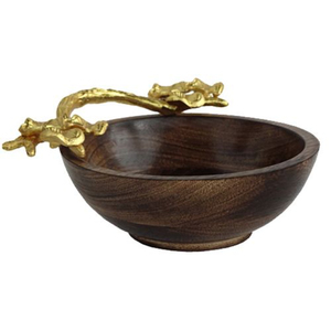 Luxury Wooden & Metal Serving Bowls Round Shape Home And Wedding Tabletop Kitchenware <b>Dinnerware</b> Food Serving Bowls - Product Image 5