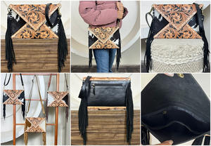 Bolso de Hombro de Cuero Hecho a Mano al por Mayor en Existencia, Bolso de Moda para Mujer, Bolso Bandolera de Cuero Vacuno Genuino con Flecos - Product Image 2