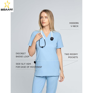 Women's <b>Scrub</b> <b>Top</b> – Everyday <b>Scrub</b> <b>Top</b> with Soft Stretch, V-Neck, 2 Pockets, Includes Storage Bag - Product Image 2