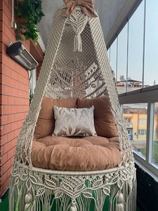 Macrame <b>Swing</b> Chair,Cushioned Macrame <b>Swing</b>,Hangesessel,Macrame Chair,Macrame Handmade <b>Swing</b>,Hanging Chair,Macrame Carpet,Hammoc - Product Image 2