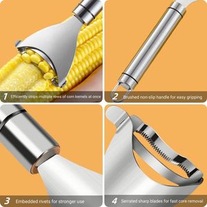 Set di 3 Pelatrici Efficienti per Frutta e Verdura, Include Sbucciatore per Pannocchie, Separatore per Mais e Supporto per Mais - Product Image 3
