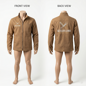 Chaqueta de Barbero para Hombre, 180 GSM, Polialgodón, Color Granate, Manga Corta, Diseño con Bolsillos Utilitarios, Logotipo Personalizado con Bordado e Impresión, Uniforme - Product Image 6