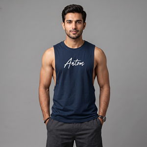 Débardeur côtelé 2x1 à col ras du cou en coton 100% filé à l'anneau respirant pour homme – Nouvelle collection très prisée - Product Image 3
