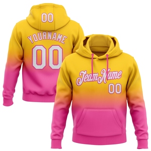 Sweat-shirt à capuche de sport tendance, nouveau design, personnalisé, jaune, blanc-rose dégradé, vente en gros directe pour l'industrie - Product Image 1
