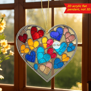 CIFbuy Atrapasoles de Cristal con Corazón Bohemio, Decoración Colorida de Acrílico para Ventanas y Paredes, para Jardín, Hogar, Días Festivos, TikTok, para Temu - Product Image 1